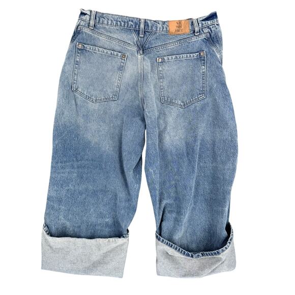 Free People We the Free Olsen Cuffed Barrel Jeans Blue Size 32 - Picture 3 of 5